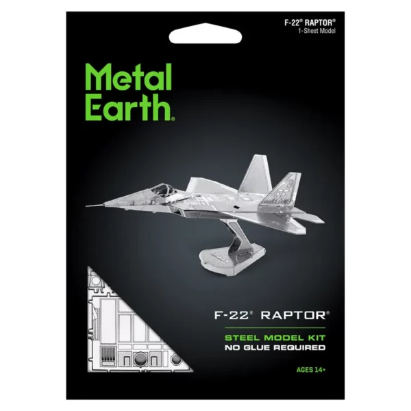 Face recto du packaging de la maquette Metal Earth F22 Raptor