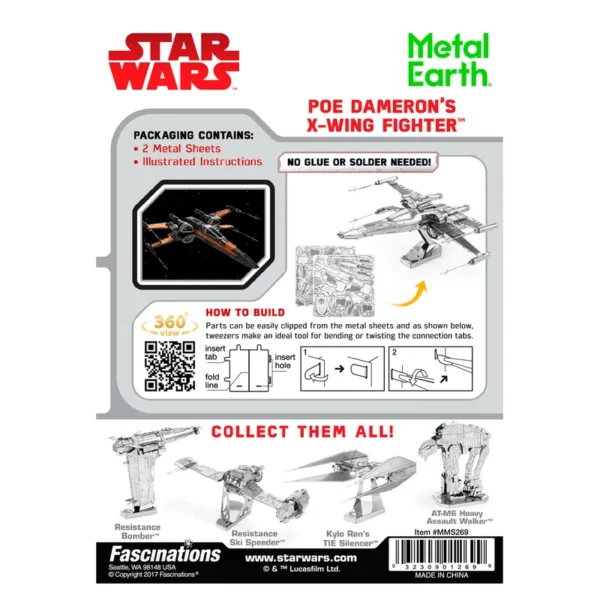 Metal Earth </br>Chasseur Stellaire </br>X-Wing de Poe Dameron – Image 3